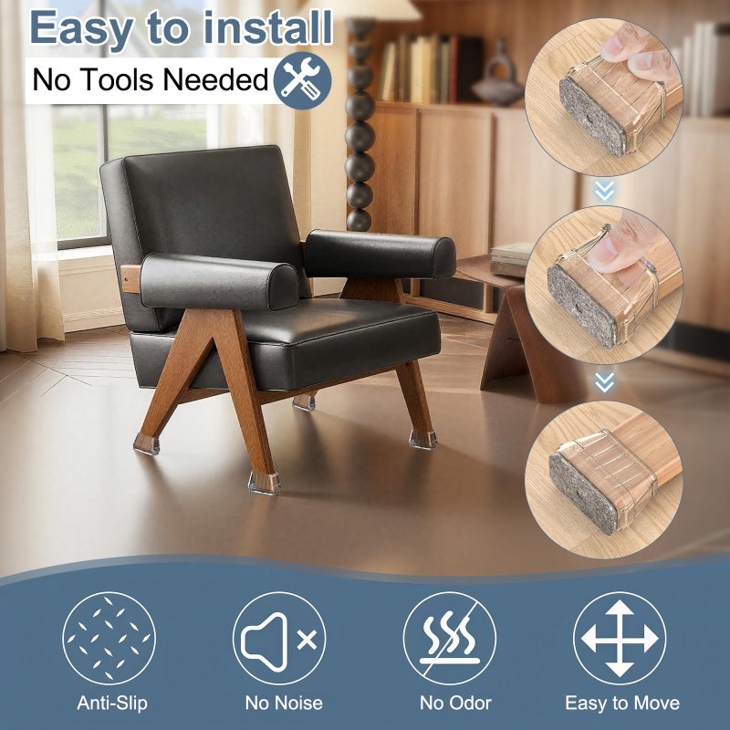Violibar 24PCS Rectangular Chair Leg Floor Protectors for Hardwood Floors, Thicken Rubber Chair Leg Cap Covers, Non Slip Furniture Leg Pads to Protect Wood Tile Floors from Scratches and Reduce Noise - Image 5